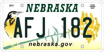 NE license plate AFJ182
