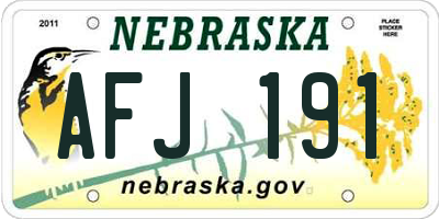 NE license plate AFJ191