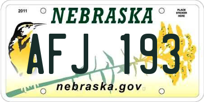 NE license plate AFJ193