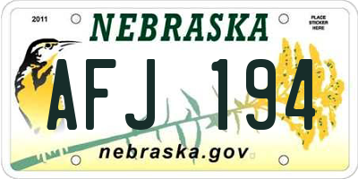 NE license plate AFJ194