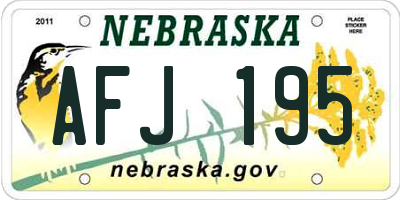NE license plate AFJ195