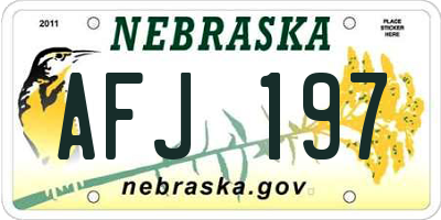 NE license plate AFJ197