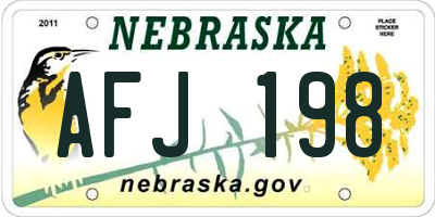 NE license plate AFJ198