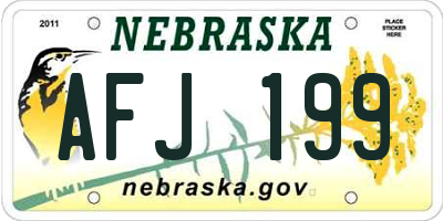 NE license plate AFJ199