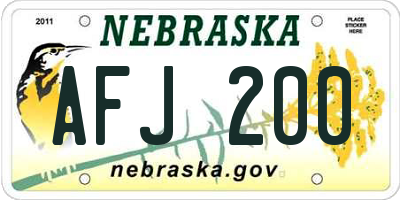 NE license plate AFJ200