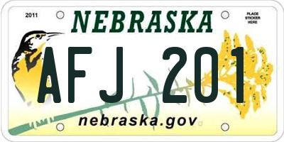 NE license plate AFJ201