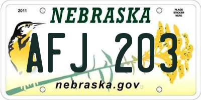 NE license plate AFJ203
