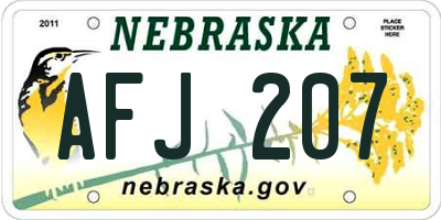 NE license plate AFJ207