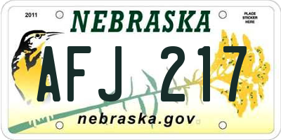 NE license plate AFJ217