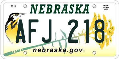 NE license plate AFJ218