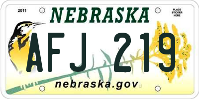 NE license plate AFJ219
