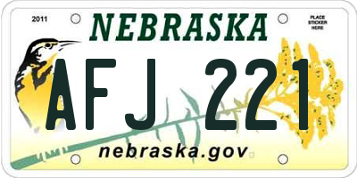 NE license plate AFJ221