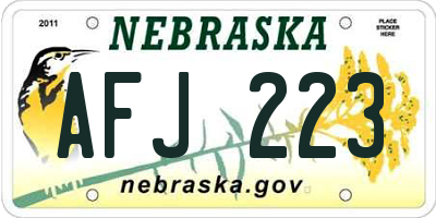 NE license plate AFJ223