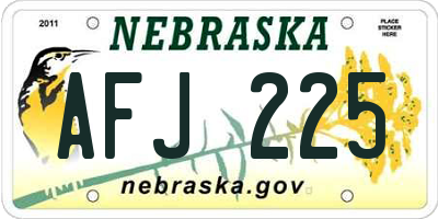 NE license plate AFJ225