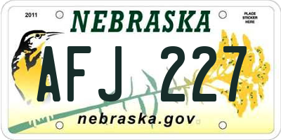 NE license plate AFJ227