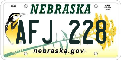 NE license plate AFJ228
