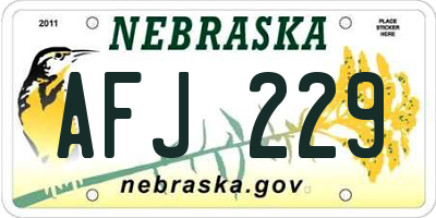 NE license plate AFJ229