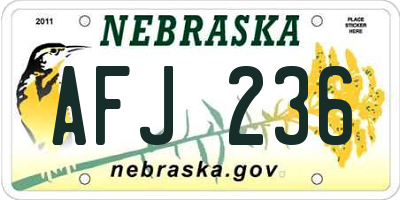 NE license plate AFJ236
