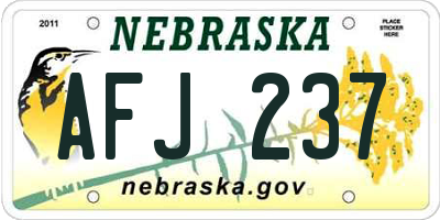 NE license plate AFJ237