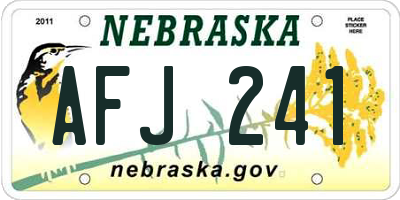 NE license plate AFJ241