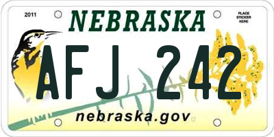 NE license plate AFJ242
