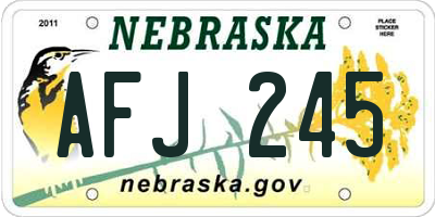 NE license plate AFJ245