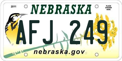 NE license plate AFJ249