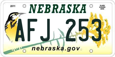 NE license plate AFJ253