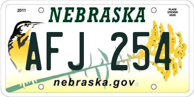 NE license plate AFJ254
