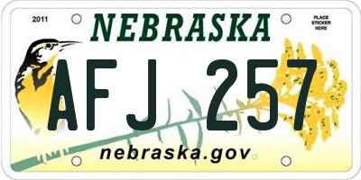 NE license plate AFJ257