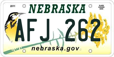 NE license plate AFJ262