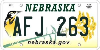 NE license plate AFJ263