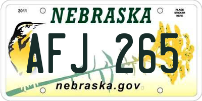 NE license plate AFJ265