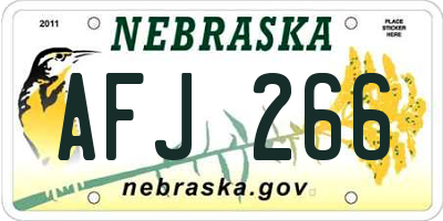 NE license plate AFJ266