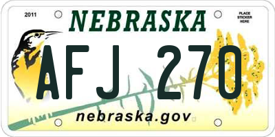 NE license plate AFJ270