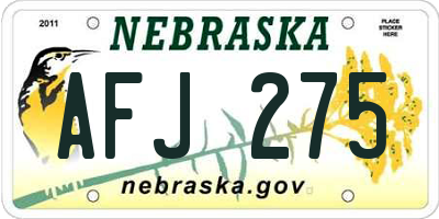 NE license plate AFJ275