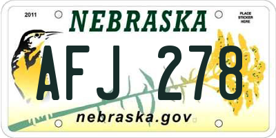 NE license plate AFJ278
