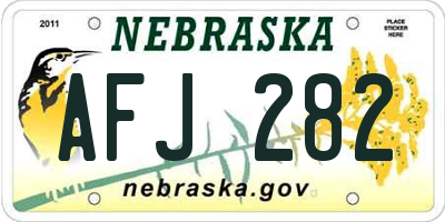 NE license plate AFJ282