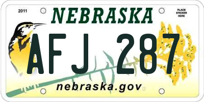 NE license plate AFJ287