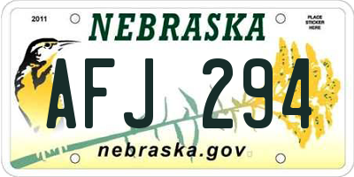NE license plate AFJ294