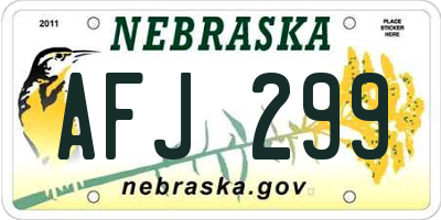 NE license plate AFJ299