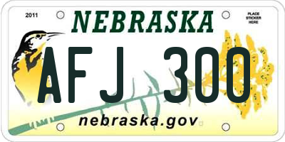 NE license plate AFJ300