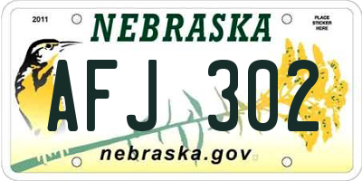 NE license plate AFJ302