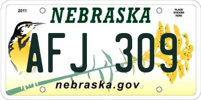 NE license plate AFJ309