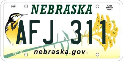 NE license plate AFJ311