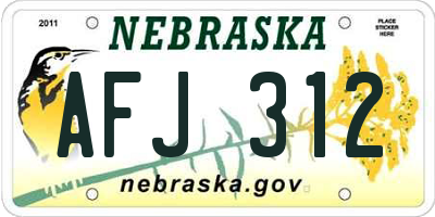NE license plate AFJ312