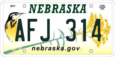 NE license plate AFJ314