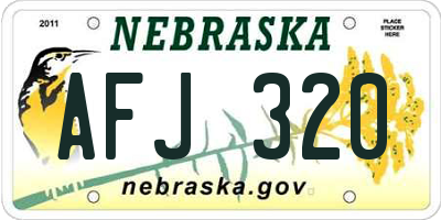 NE license plate AFJ320