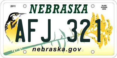 NE license plate AFJ321