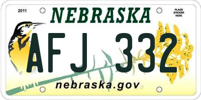 NE license plate AFJ332